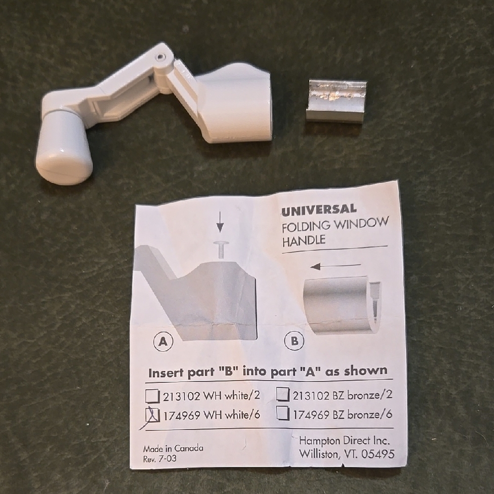 Universal Folding Window Handle in White